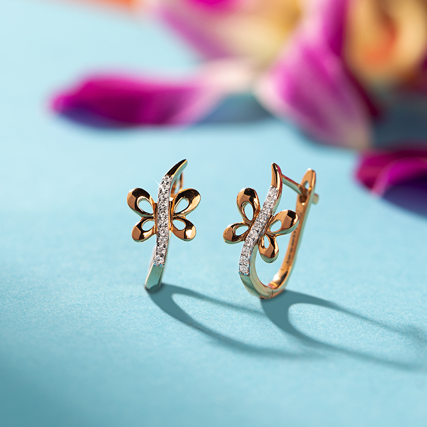 Adeal Butterfly Diamond Hoop Earrings