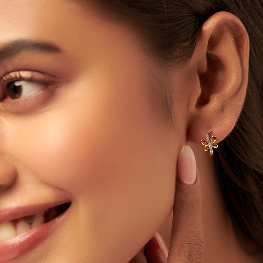 Adeal Butterfly Diamond Hoop Earrings