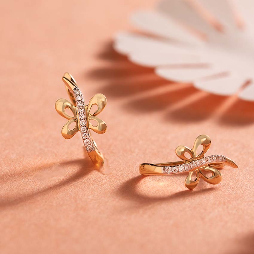 Adeal Butterfly Diamond Hoop Earrings