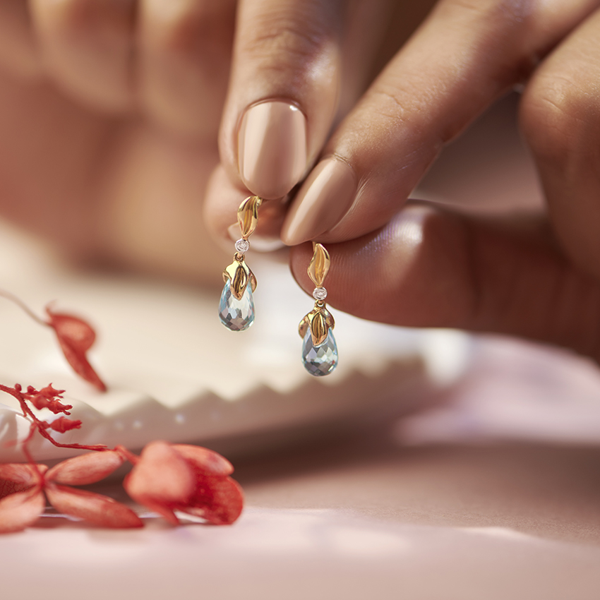 Elegant Dewdrops Gemstone Drop Earrings