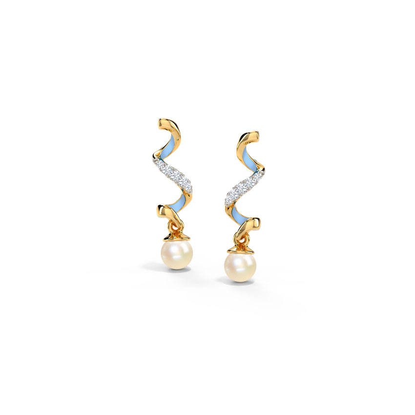 Azure Twirl Pearl Drop Earrings