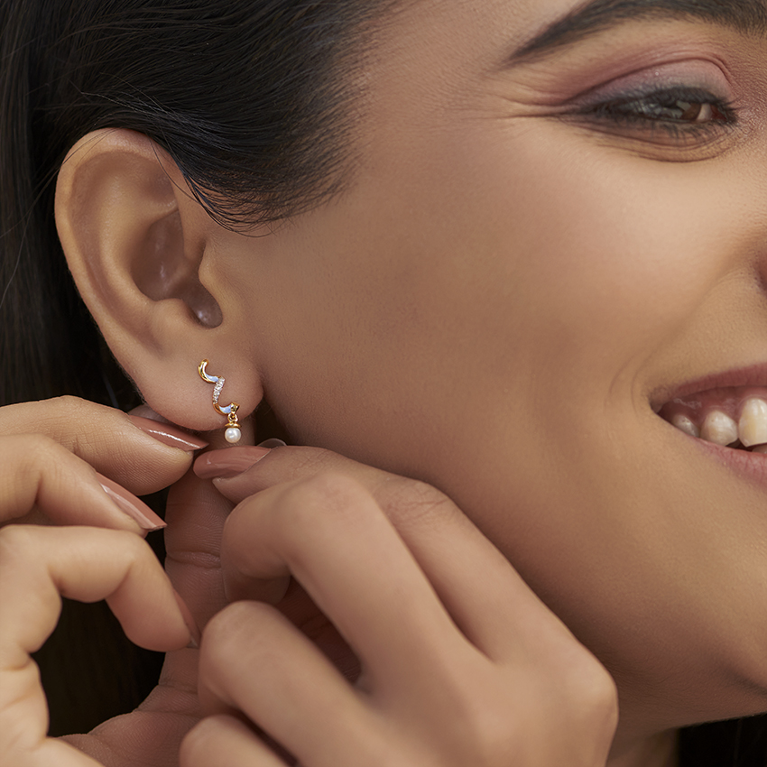 Azure Twirl Pearl Drop Earrings