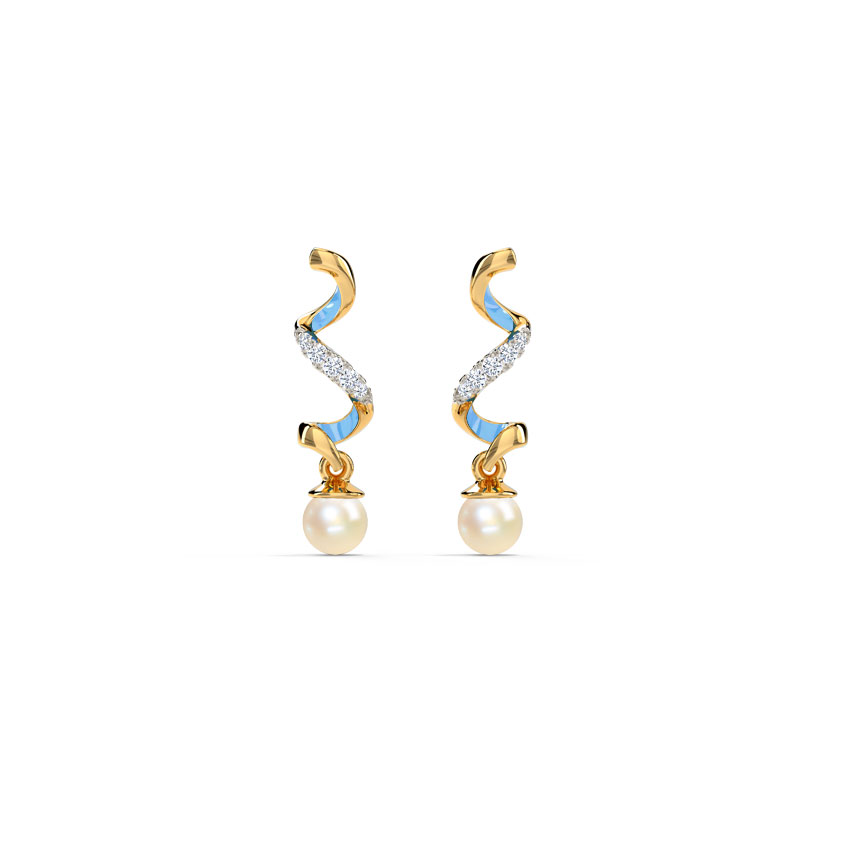 Azure Twirl Pearl Drop Earrings