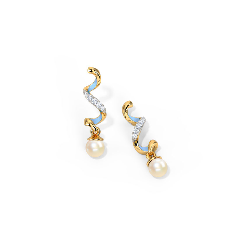 Azure Twirl Pearl Drop Earrings