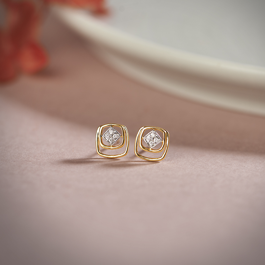 Splendid Square Diamond Stud Earrings