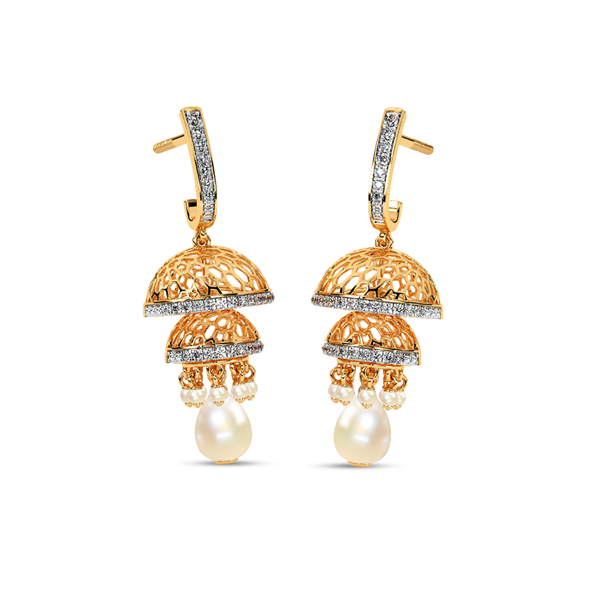 Layered Bell Gemstone Jhumkas