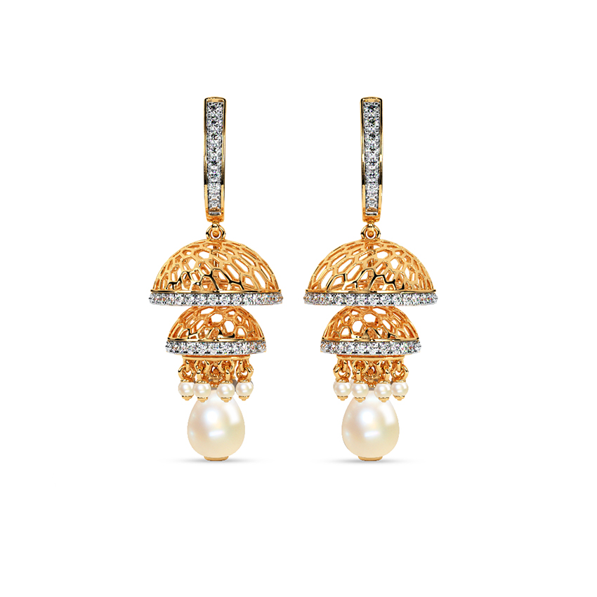 Layered Bell Gemstone Jhumkas
