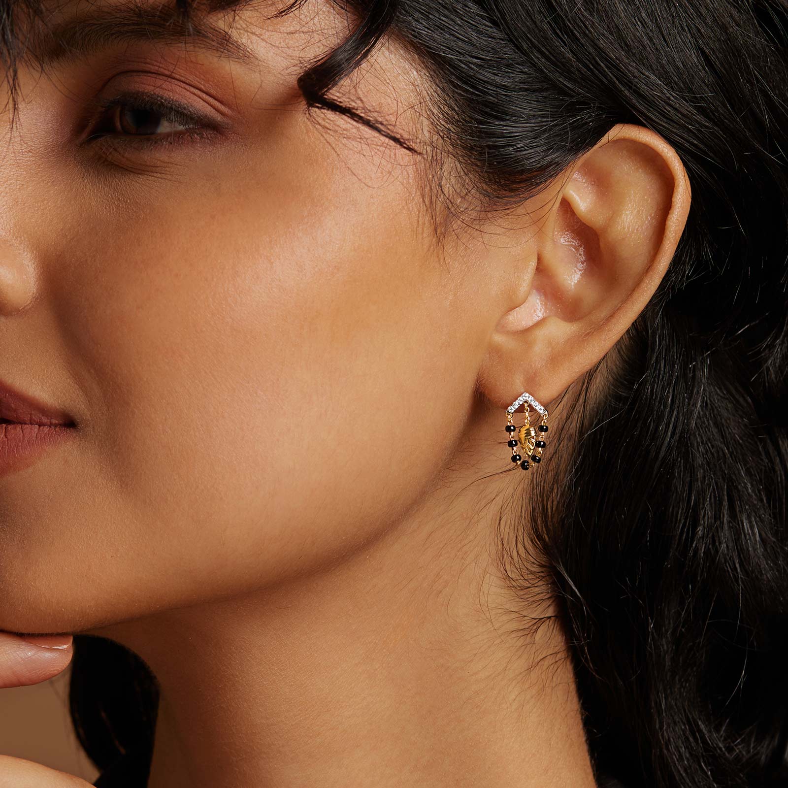 Ada Diamond Drop Mangalsutra Earrings