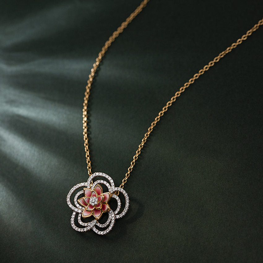 Sparkling Bloom Lotus Diamond Necklace