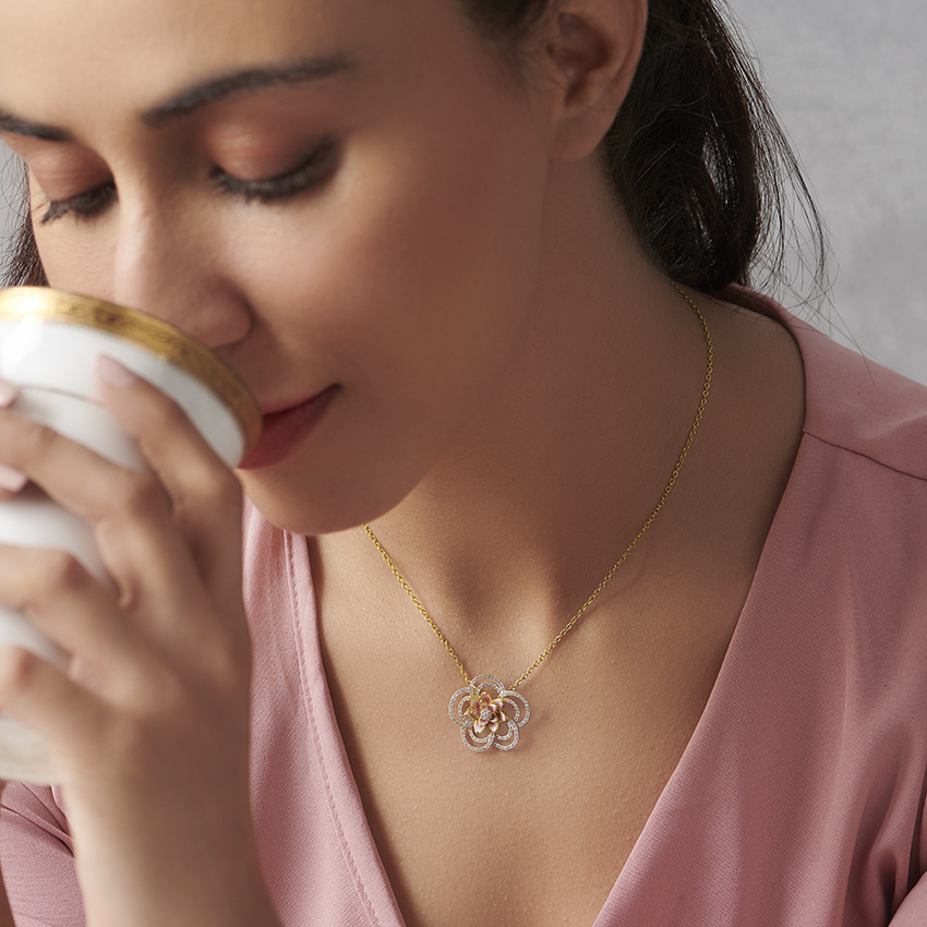 Sparkling Bloom Lotus Diamond Necklace