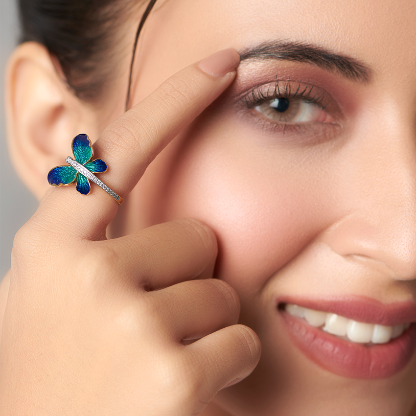 Flare Blue Butterfly Diamond Ring
