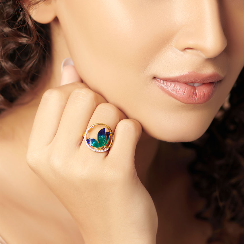 Encircle Blue Butterfly Diamond Ring