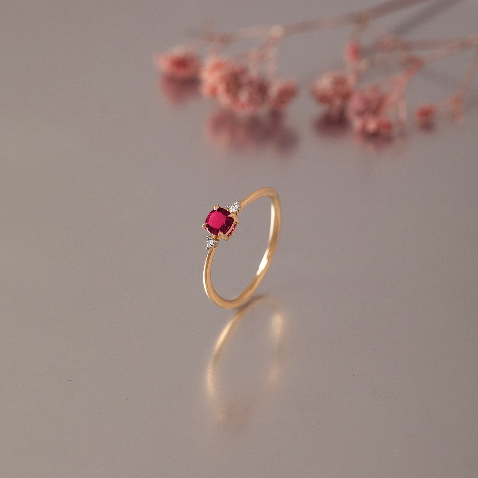 Cherry Spark Gemstone Ring