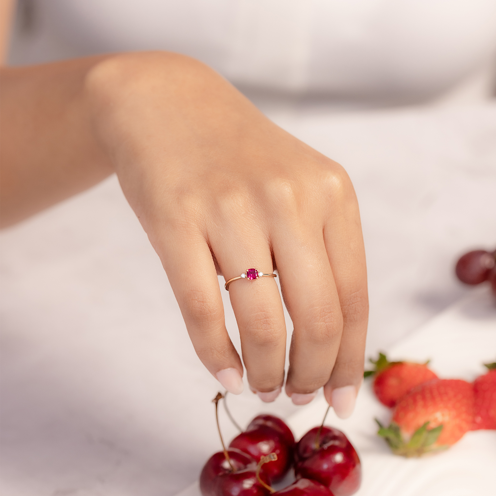 Cherry Spark Gemstone Ring