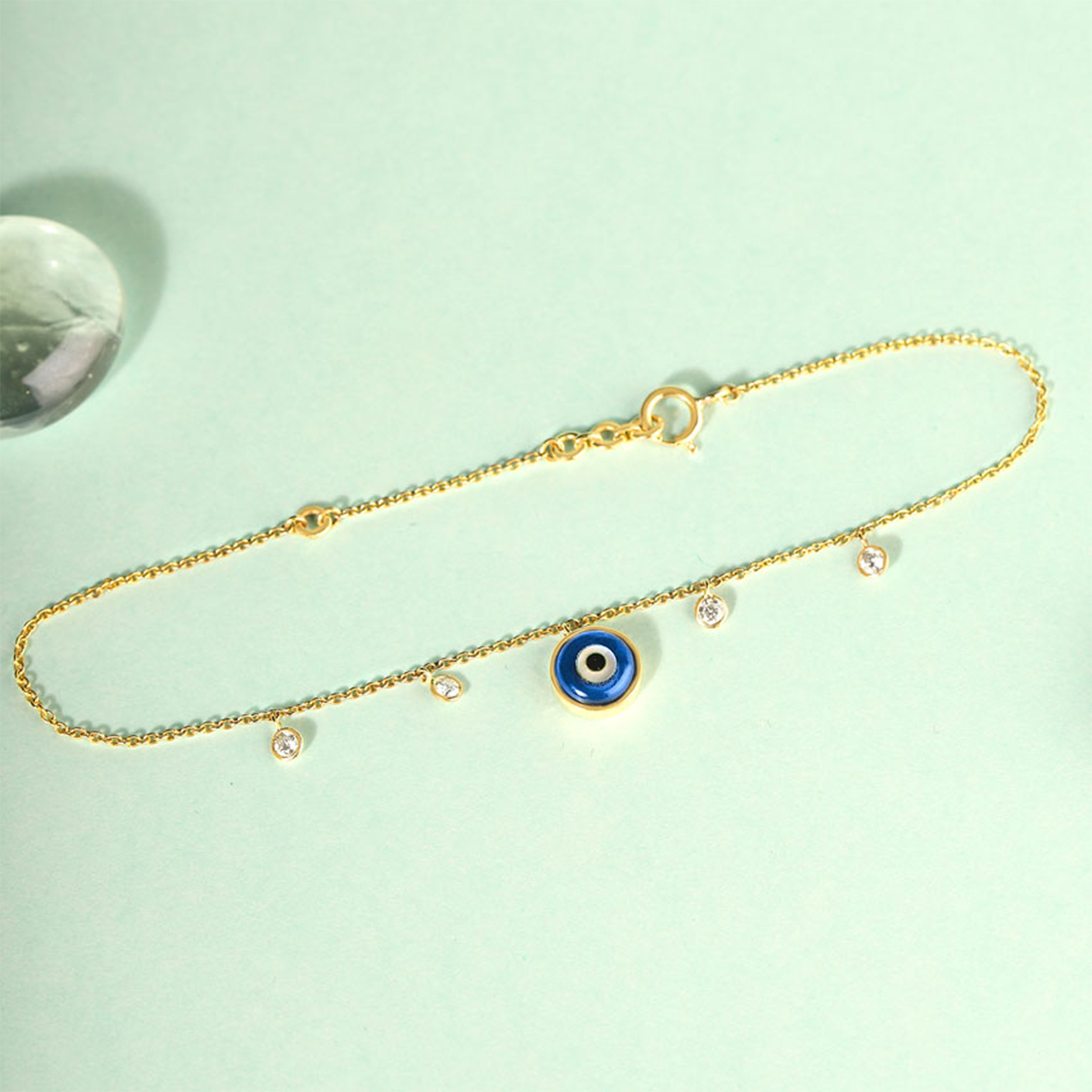 Dewdrops Evil Eye Gemstone Bracelet