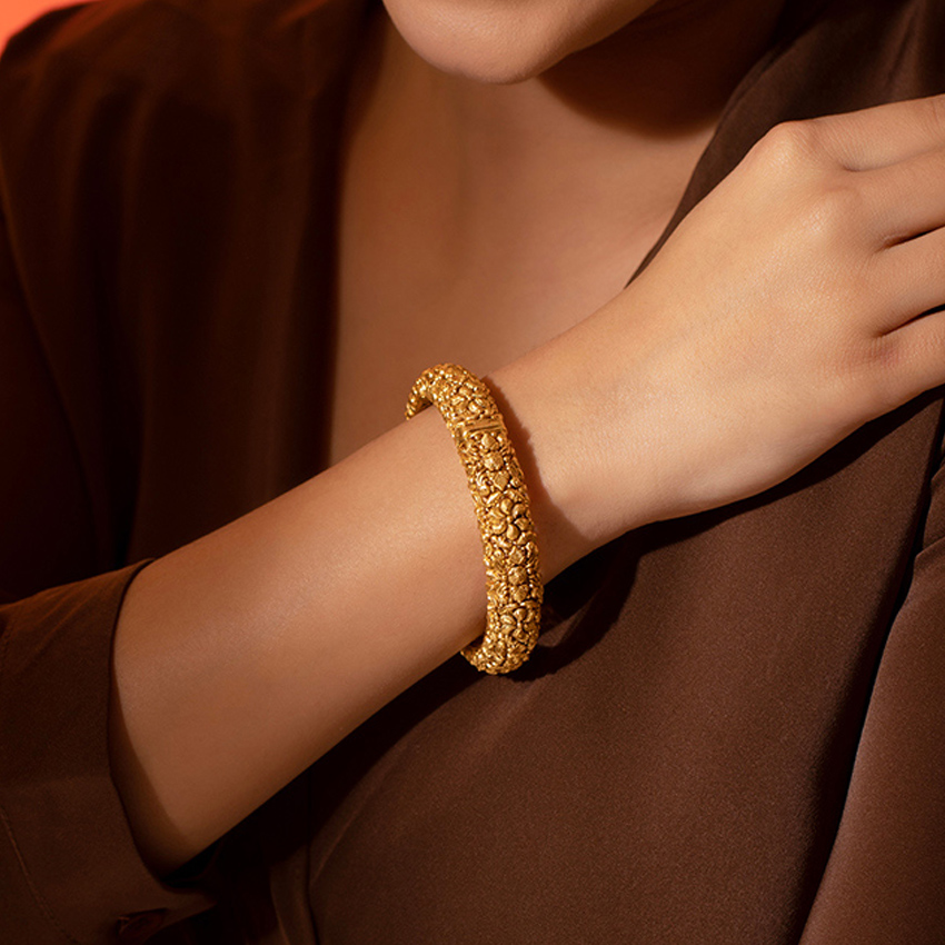 Navratan Temple Openable 22KT Gold Bangle