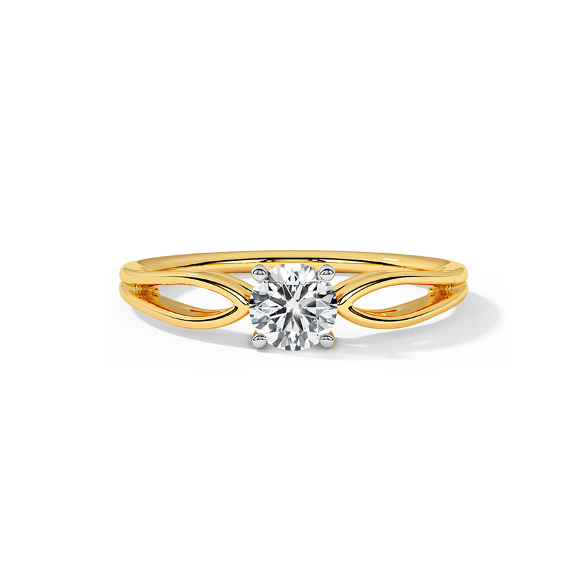 Yue Gold Pear Solitaire Ring
